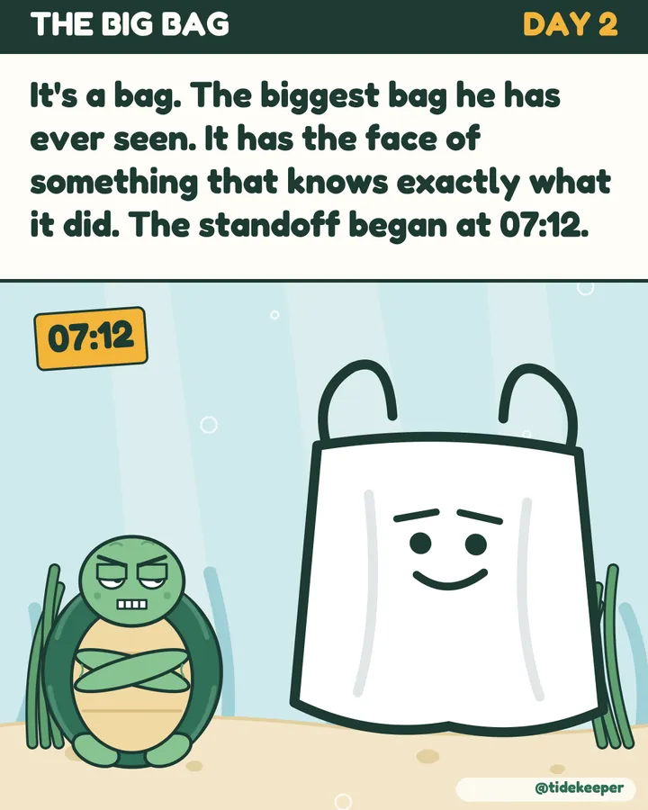 Day 2: the biggest bag he has ever seen. The standoff began at 07:12.