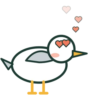Gull with heart eyes